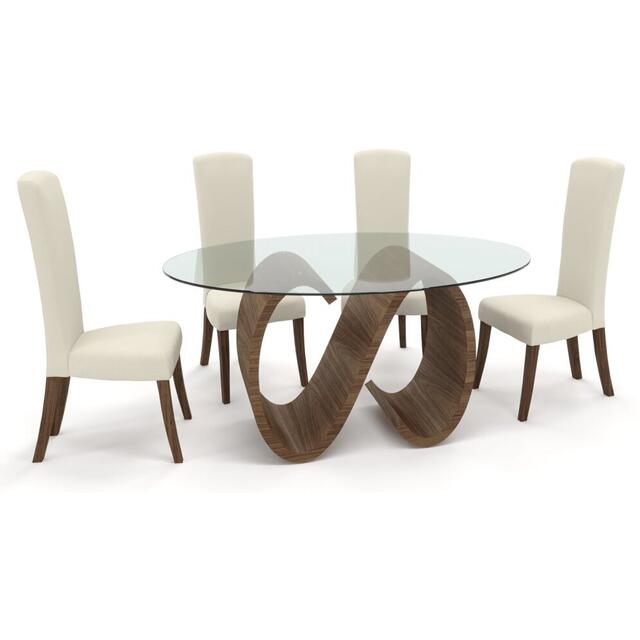 Tom Schneider Swirl Curved Wood Dining Table with Small Oval Glass Top 160 x 120cm
