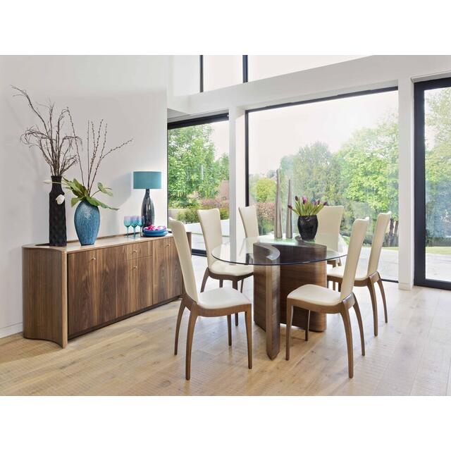 Tom Schneider Serpent Curved Wood Dining Table with Large Round Glass Top 150cm image 3