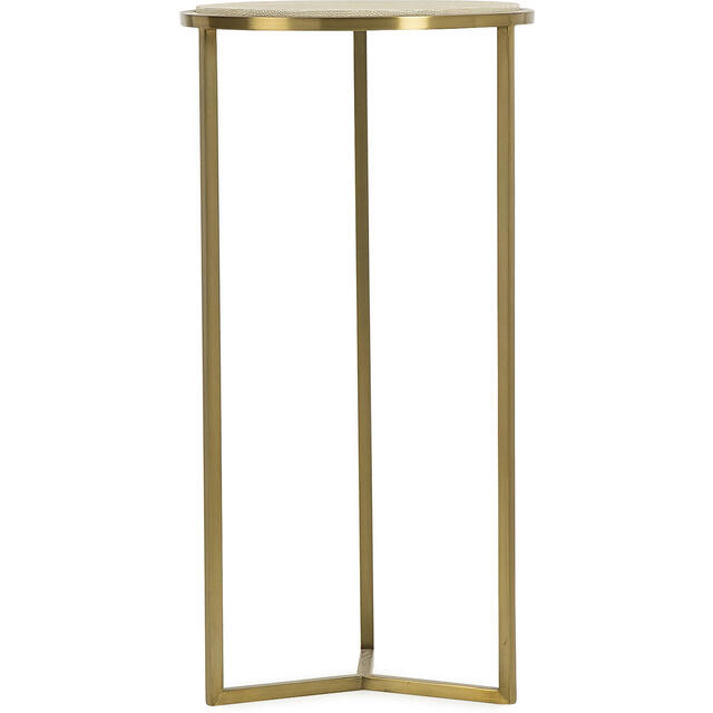 Holly Art Deco Side Table in Brass & Cream Faux Shagreen image 3