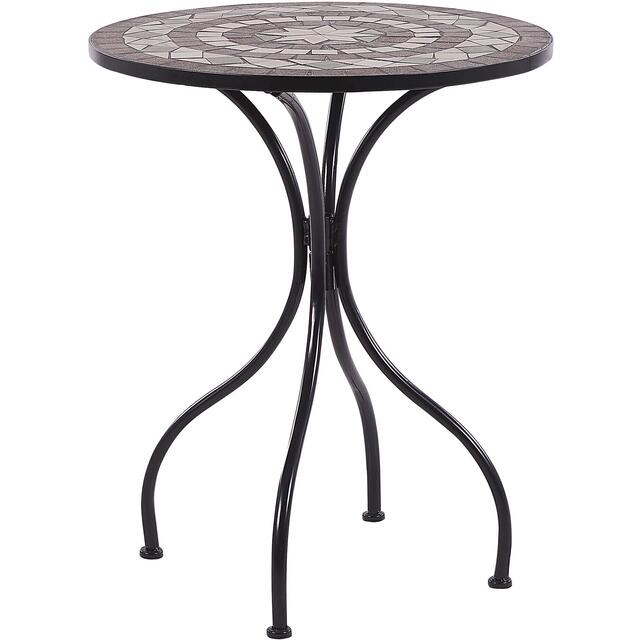 CARIATI Metal Mosaic Round Garden Bistro Table 60cm