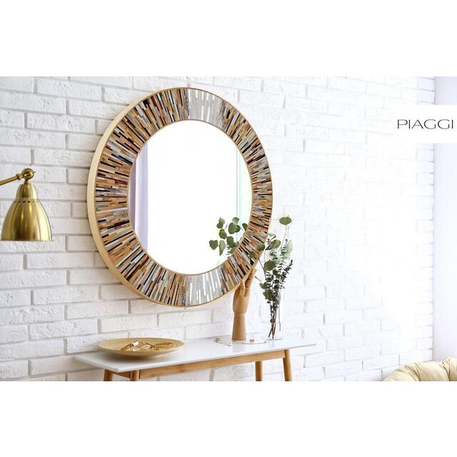 Roulette PIAGGI beige glass mosaic round mirror image 15
