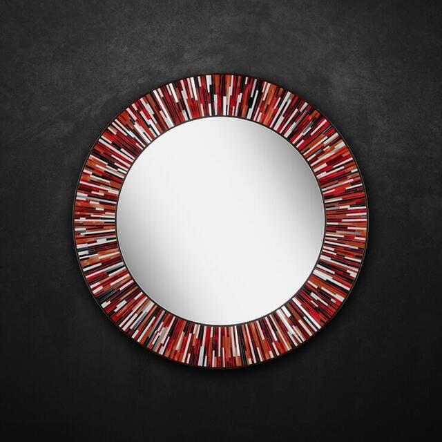 Roulette PIAGGI red glass mosaic round mirror image 7