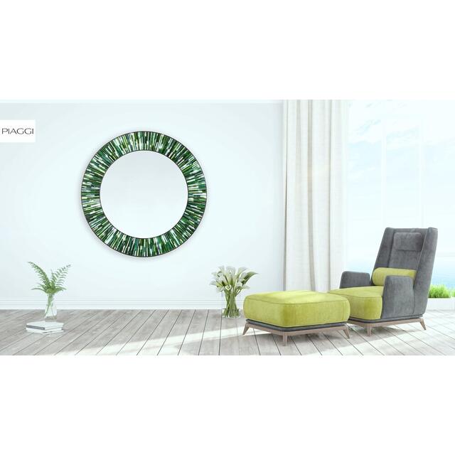 Roulette PIAGGI green glass mosaic round mirror image 9