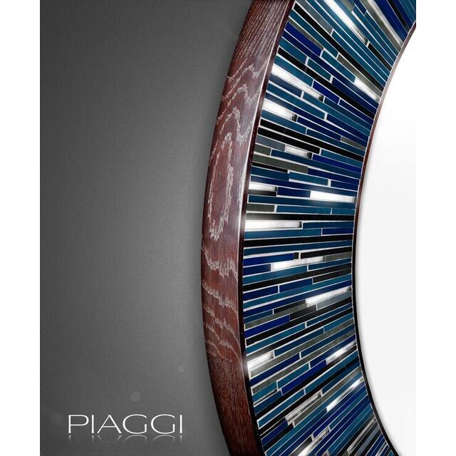 Roulette PIAGGI blue glass mosaic round mirror image 2