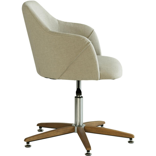 Koda Art Deco Height-Adjustable Swivel Desk Chair in Natural Linen Fabric image 5