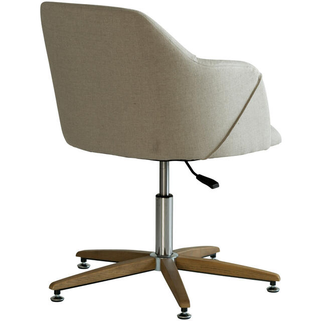 Koda Art Deco Height-Adjustable Swivel Desk Chair in Natural Linen Fabric image 7