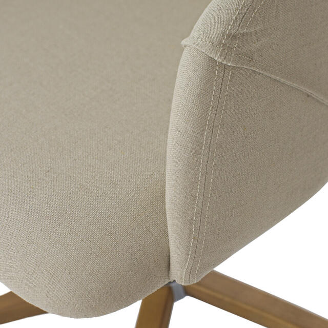 Koda Art Deco Height-Adjustable Swivel Desk Chair in Natural Linen Fabric image 8