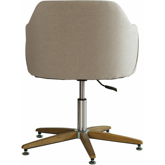 Koda Art Deco Height-Adjustable Swivel Desk Chair in Natural Linen Fabric image 9