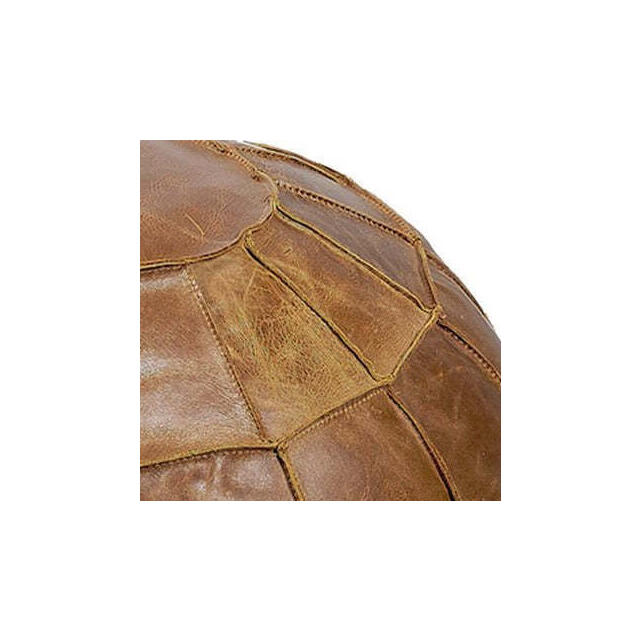 Brown Leather Pumpkin Pouffe Footstool image 2