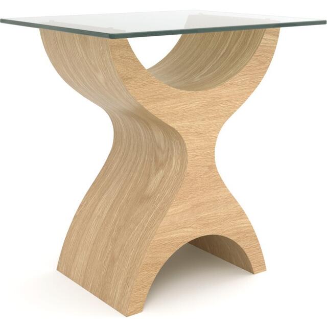 Tom Schneider Atlas Curved Wooden Lamp Table with Glass Top image 6
