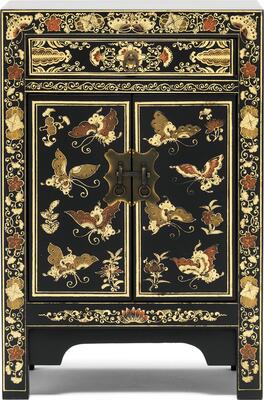 Small Decorated Classic Chinese Cabinet - Black image 3