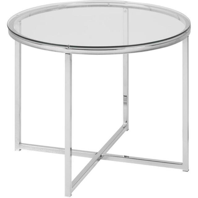 Cross Modern Round Lamp Table Glass Top And Chrome Legs Side Tables Cross Modern Round Lamp Table Glass Top, Chrome Glass Side Tables Uk