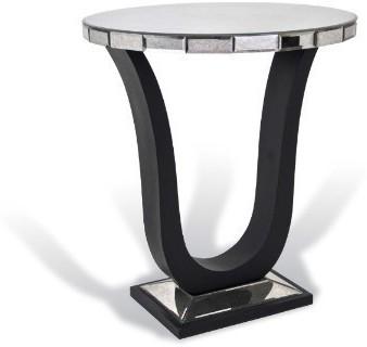 Berlin Art Deco Curvy Side Table - Mirrored Top & Black Base