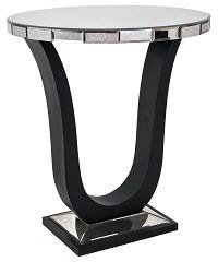 Berlin Art Deco Curvy Side Table - Mirrored Top & Black Base image 2