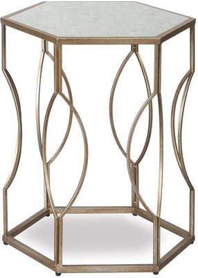 Tao Antique Hexagonal Side Table with Mirrored Top