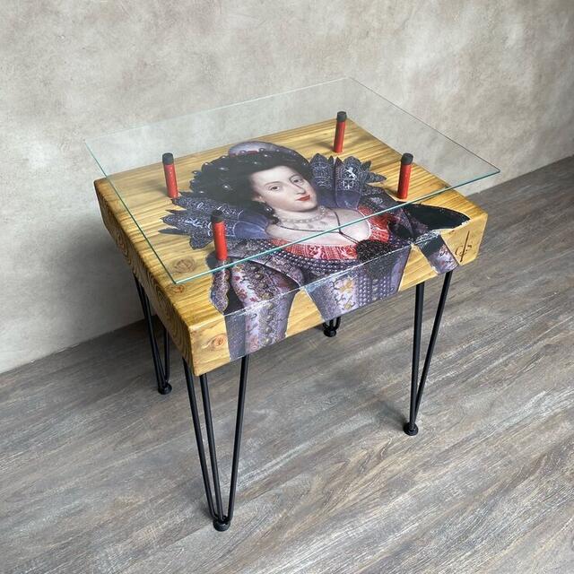 Queen Of Bohemia Side Table with Glass Top image 2