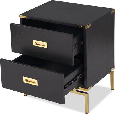 Genoa Contemporary Black Bedside Table 2 Drawers image 3