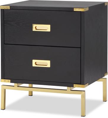 Genoa Contemporary Black Bedside Table 2 Drawers
