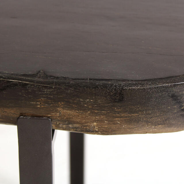 Peter Disk Lamp Table with Petrified Wood Top & Black Frame image 6