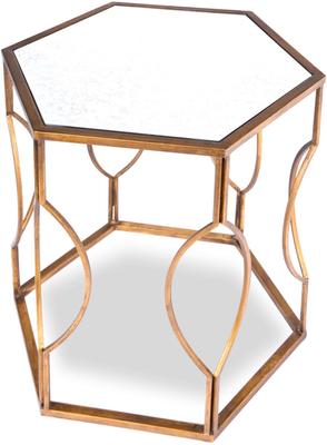 Tao Antique Hexagonal Side Table with Mirrored Top image 6