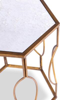 Tao Antique Hexagonal Side Table with Mirrored Top image 7