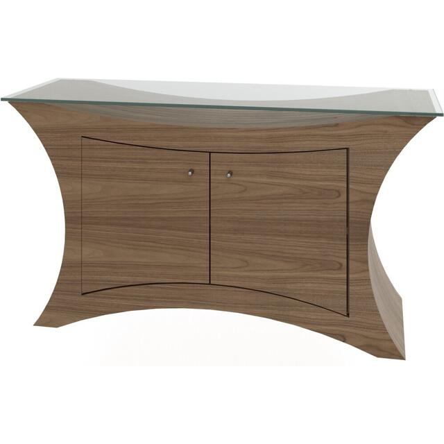Tom Schneider Atlas Small Curved Wooden 2 Door Sideboard with Glass Top 140cm Wide image 4