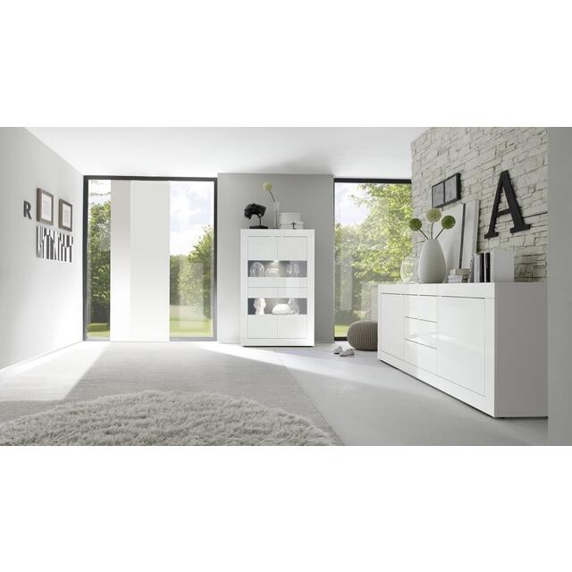 Urbino Collection Four Door Vitrine with LED Spotlights - White Gloss image 3
