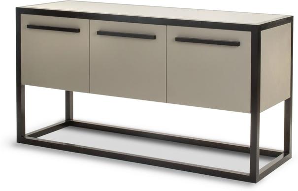Roux 3 Door Sideboard - Black & Taupe Faux Leather