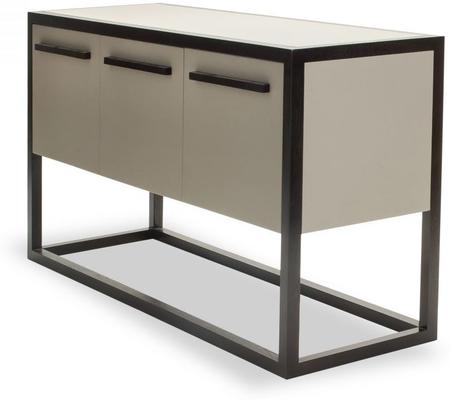 Roux 3 Door Sideboard - Black & Taupe Faux Leather image 3
