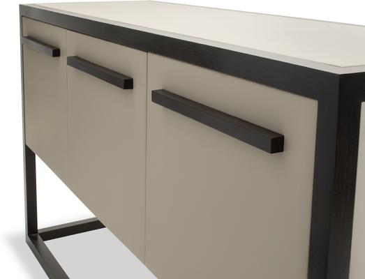 Roux 3 Door Sideboard - Black & Taupe Faux Leather image 4