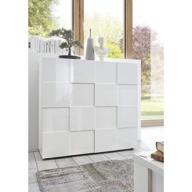 Treviso Two Door High Sideboard - Gloss White Finish