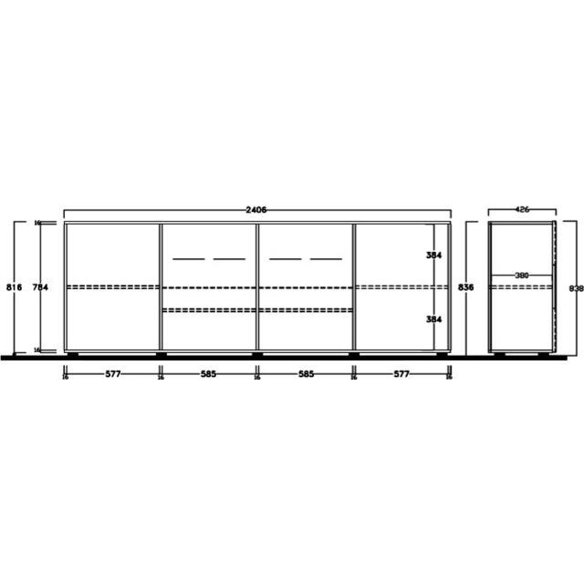 Treviso Long Sideboard - Two Doors / Four Drawers in Samoa Oak Finish image 2