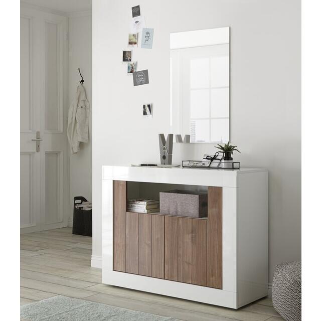 Como Two Door Sideboard - White Gloss and Walnut Finish image 7