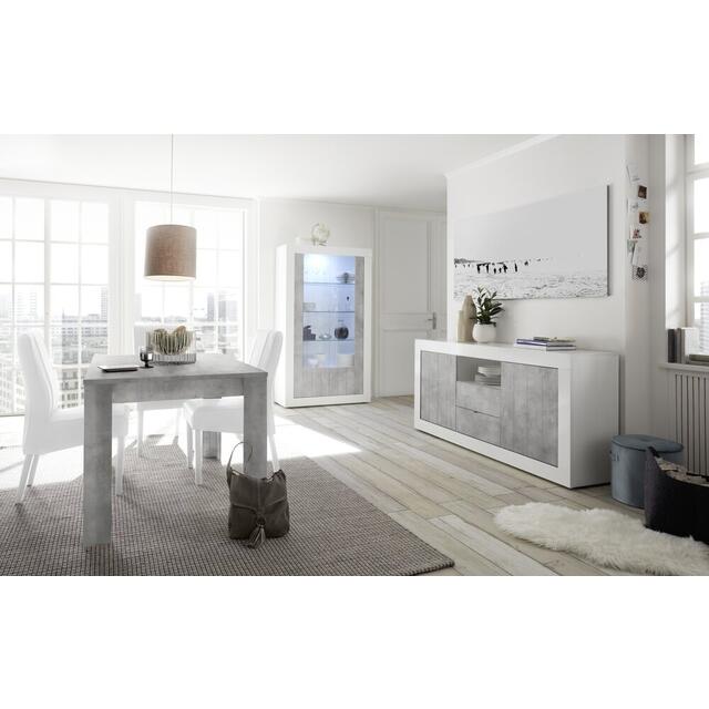 Como Two Door/Two Drawer Sideboard - White Gloss and Grey Finish image 2