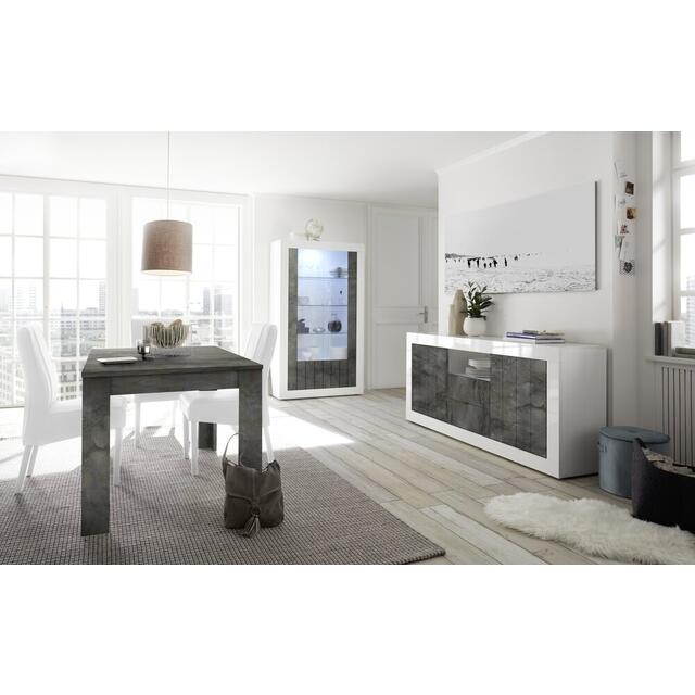 Como Two Door/Two Drawer Sideboard - White Gloss and Anthracite Finish image 2