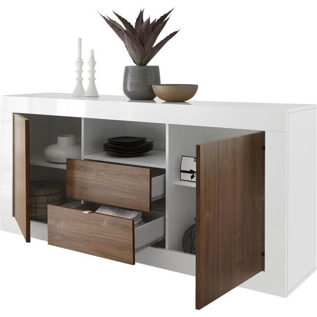 Como Two Door/Two Drawer Sideboard - White Gloss and Anthracite Finish image 6