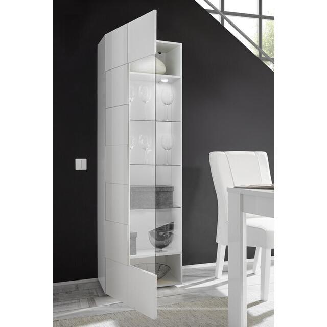 Treviso One Door Display Vitrine with LED Spotlight - White Lacquer Finish image 3