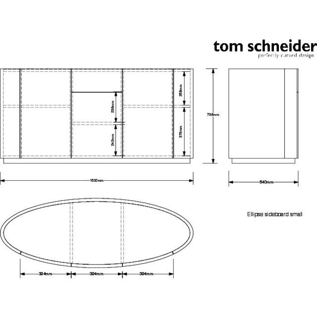 Tom Schneider Ellipse Small Curved Wood Sideboard 3 Door 1 Drawer image 5