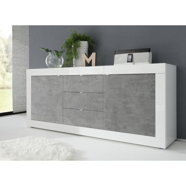 Urbino Collection Sideboard Two Doors/Three Drawers - Gloss White and Grey Finish