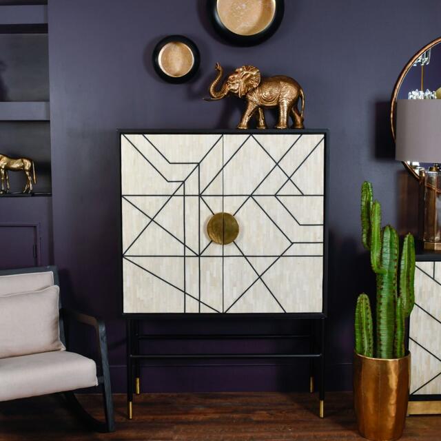 Art Deco Geometric Bone Bar Cabinet image 6