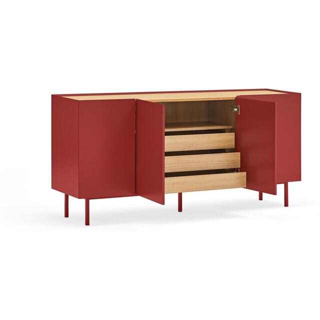Arista Four Door Sideboard - Bordeaux Red and Light Oak Finish image 2