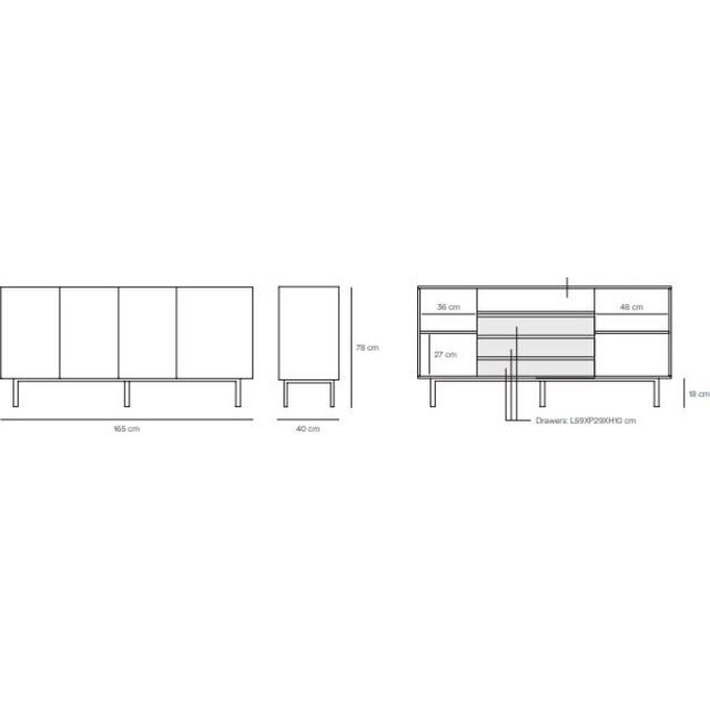 Arista Four Door Sideboard with three internal drawers - Matt White and Light Oak Finish image 8