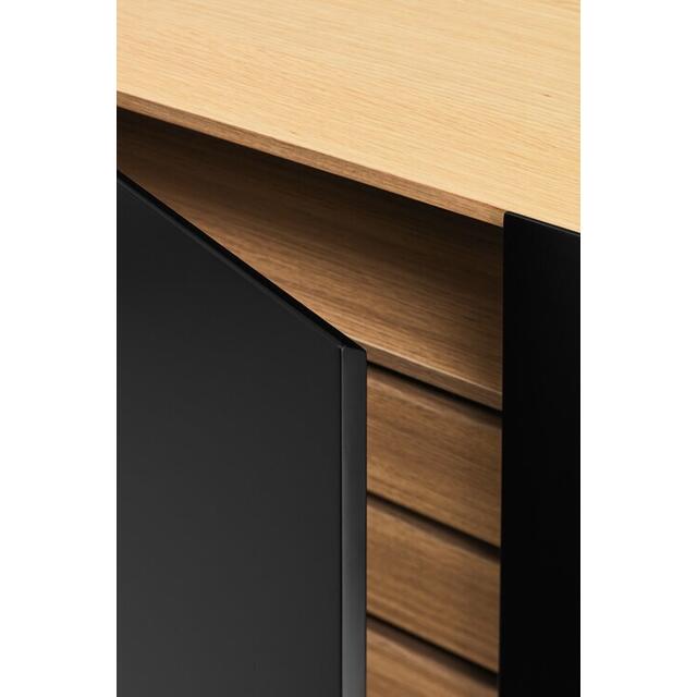 Arista Three Door Sideboard with three internal drawers - Matt Black and Light Oak Finish image 5