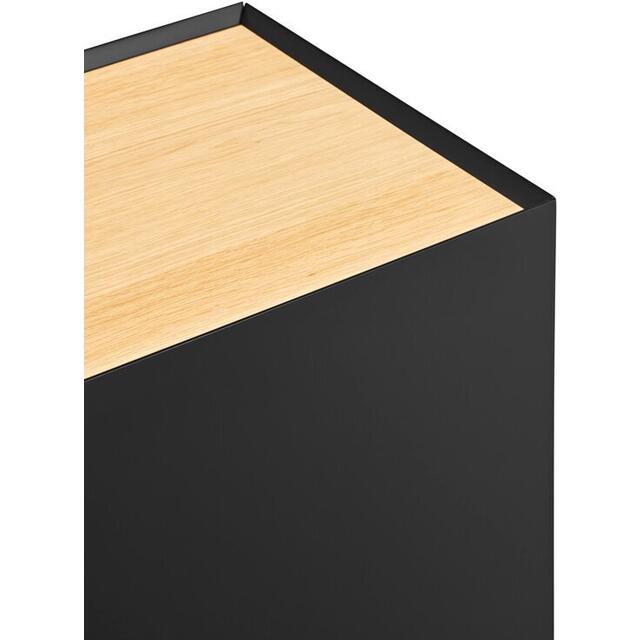 Arista Three Door Sideboard with three internal drawers - Matt Black and Light Oak Finish image 6