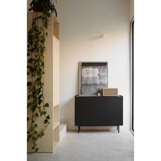 Arista Three Door Sideboard with three internal drawers - Matt Black and Light Oak Finish image 8