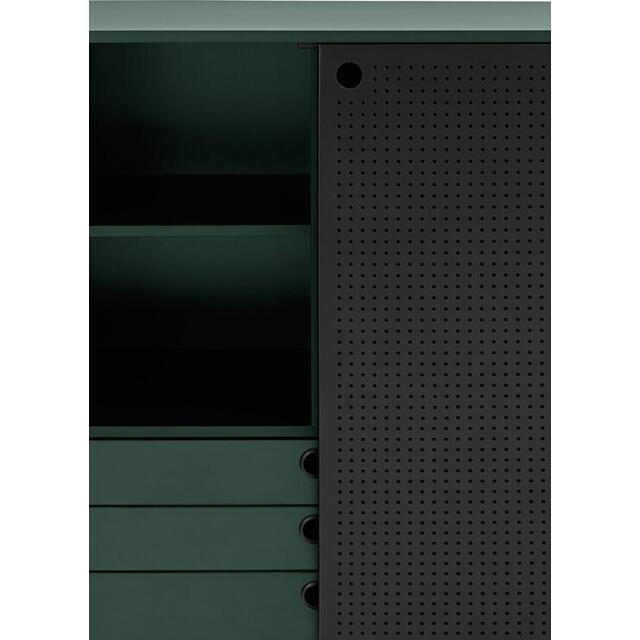 Punto Two Door Four Internal Drawer High Sideboard - Dark Green and Matt Black image 6