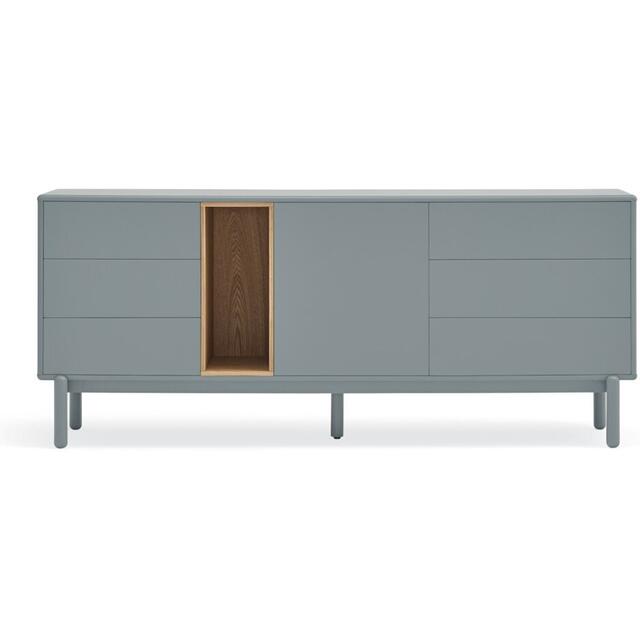 Corvo One Door Six Drawer Sideboard - Grey and Light Oak Finish image 2