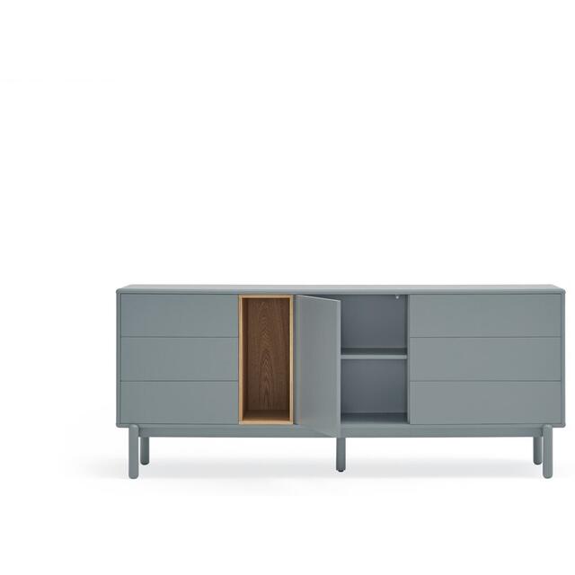 Corvo One Door Six Drawer Sideboard - Grey and Light Oak Finish image 3
