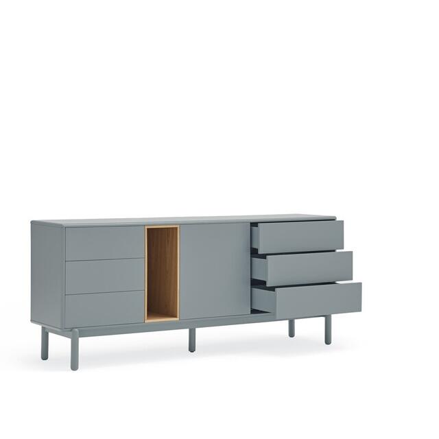 Corvo One Door Six Drawer Sideboard - Grey and Light Oak Finish image 4
