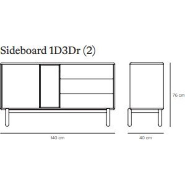 Corvo One Door Three Drawer Sideboard - Pebble White and Light Oak Finish image 7
